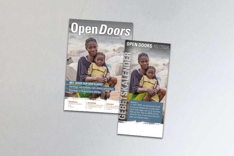 Produktabbildung des Open Doors Monatsmagazins und des Gebetskalenders für den aktuellen Monat.