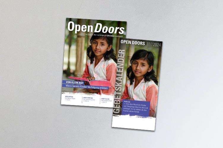 Produktabbildung des Open Doors Monatsmagazins und des Gebetskalenders für den aktuellen Monat.