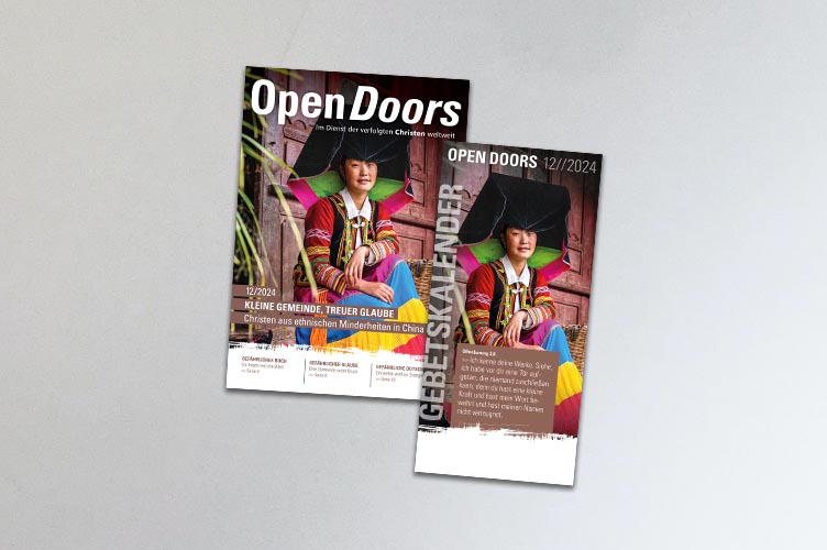 Produktabbildung des Open Doors Monatsmagazins und des Gebetskalenders für den aktuellen Monat.