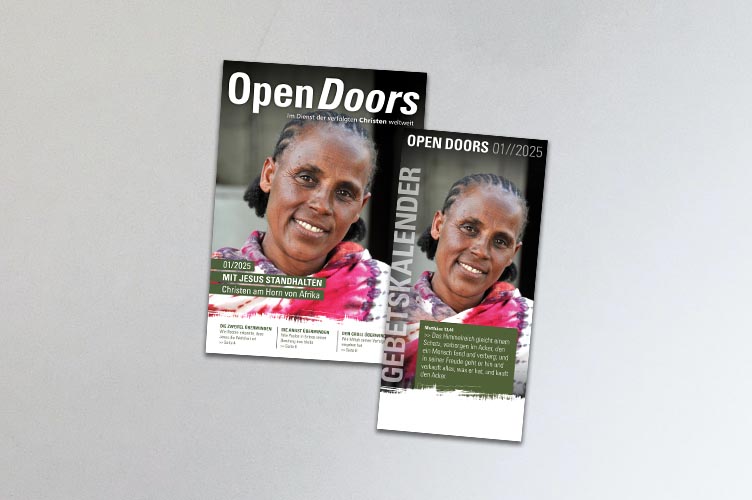 Produktabbildung des Open Doors Monatsmagazins und des Gebetskalenders für den aktuellen Monat.