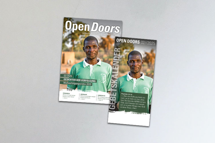 Produktabbildung des Open Doors Monatsmagazins und des Gebetskalenders für den aktuellen Monat.