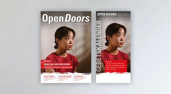 Produktabbildung des Open Doors Monatsmagazins und des Gebetskalenders für den aktuellen Monat.