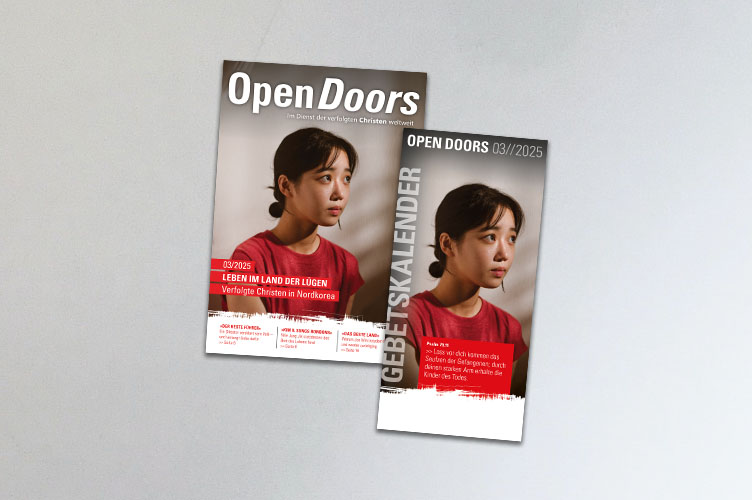 Produktabbildung des Open Doors Monatsmagazins und des Gebetskalenders für den aktuellen Monat.