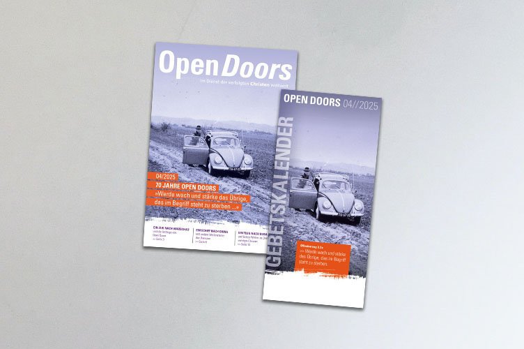 Produktabbildung des Open Doors Monatsmagazins und des Gebetskalenders für den aktuellen Monat.